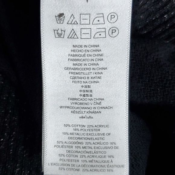 MIchael Kors Shimmering Black Cowl Neck Sweater Fringes Size Large EUC - Picture 8 of 9